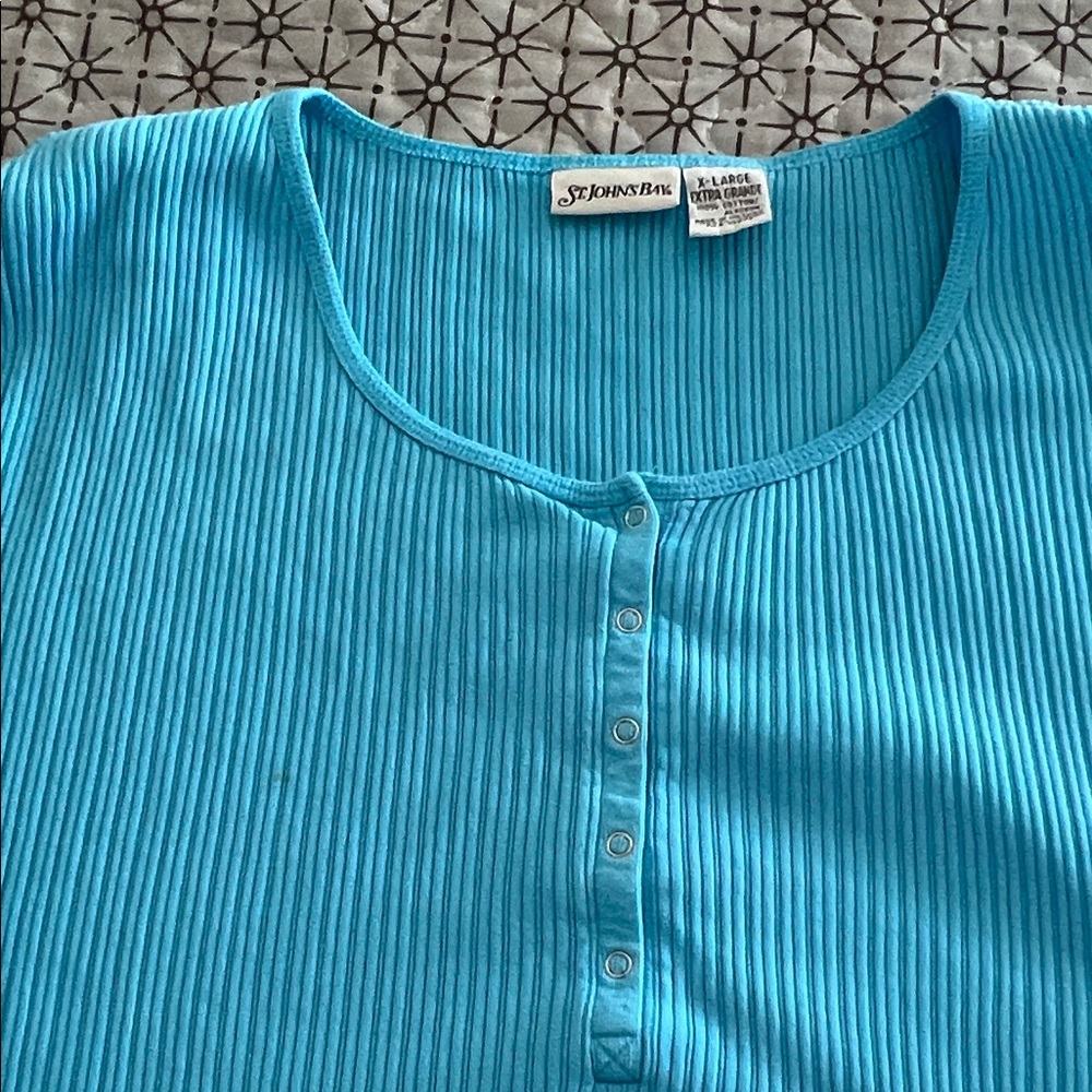 St. John's Bay Bright Turquoise Ribbed Henley